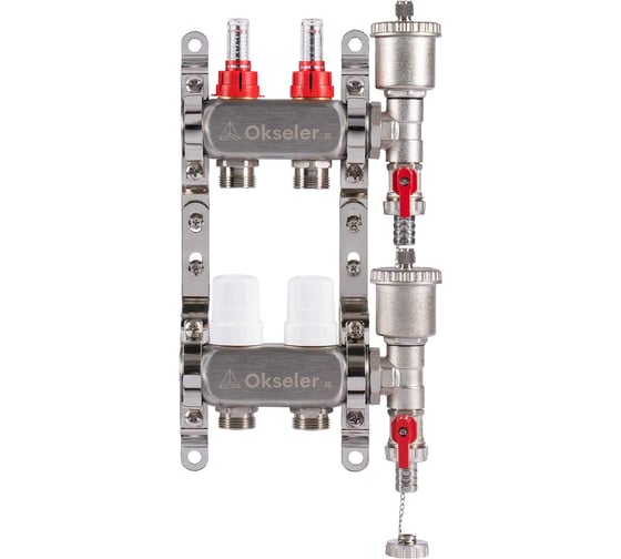 Изображение товара Блок коллекторный OKSELER с расходомерами и автоматическими воздухоотводчиками 2 выхода, 1x3/4EK Oks00340