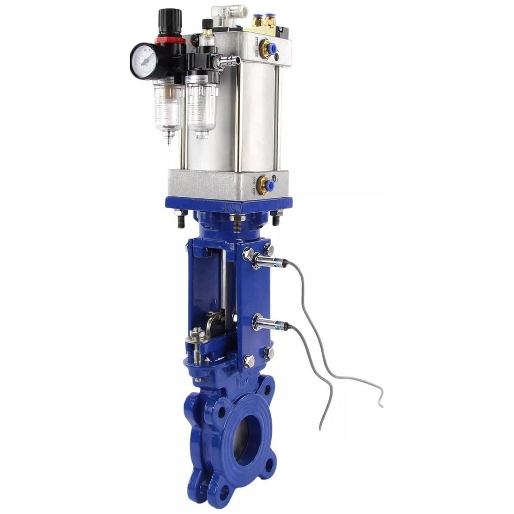 Изображение товара Задвижка DN.ru GGG40-304-EPDM-1W-Fb-2P Ду100 Ру16 пневмопривод шиберная