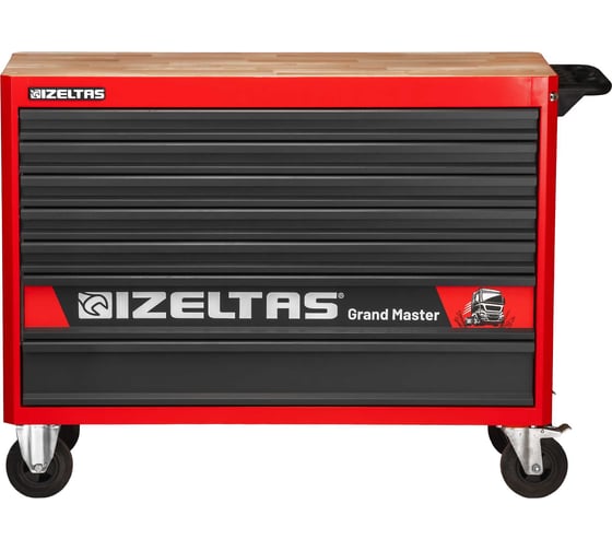 Изображение товара Тележка инструментальная (верстак) IZELTAS GRAND MASTER, 251 предмет, деревянная столешница, 7 выдвижных ящиков, цвет красно-черный, 1300000 13000005434