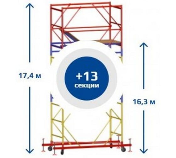 Изображение товара Вышка тура Sebmet ВСР-5, 1.6x1.6, Нобщ.=17.4м TD01151616174