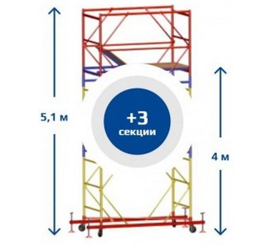 Изображение товара Вышка тура SEBMET ВСР-6, 1.6x2.0, Нобщ.= 5,1м TD01161620510