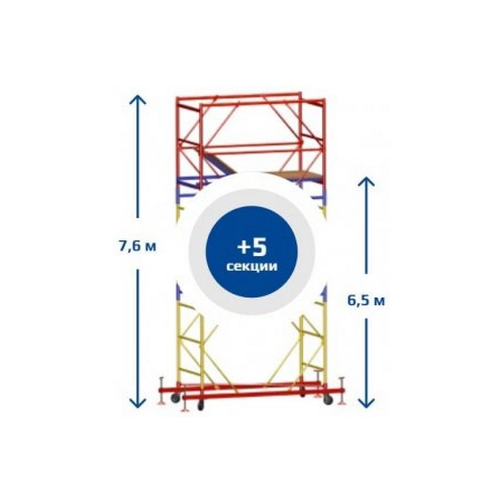 Изображение товара Вышка-тура Sebmet ВСР-5 7,6 м с площадкой и колесами для строительных работ