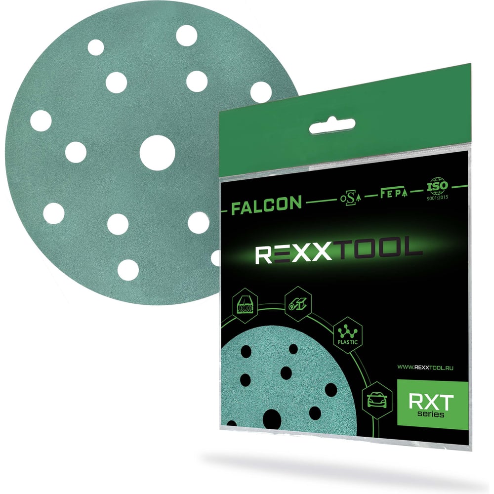 Изображение товара Шлифовальный круг абразивный на липучке REXXTOOL FALCON 150мм, 10 штук, P150