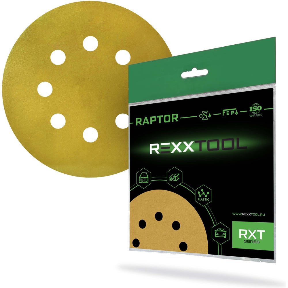 Изображение товара Шлифовальный круг абразивный REXXTOOL RAPTOR 125 мм 8 отверстий 10 шт P400