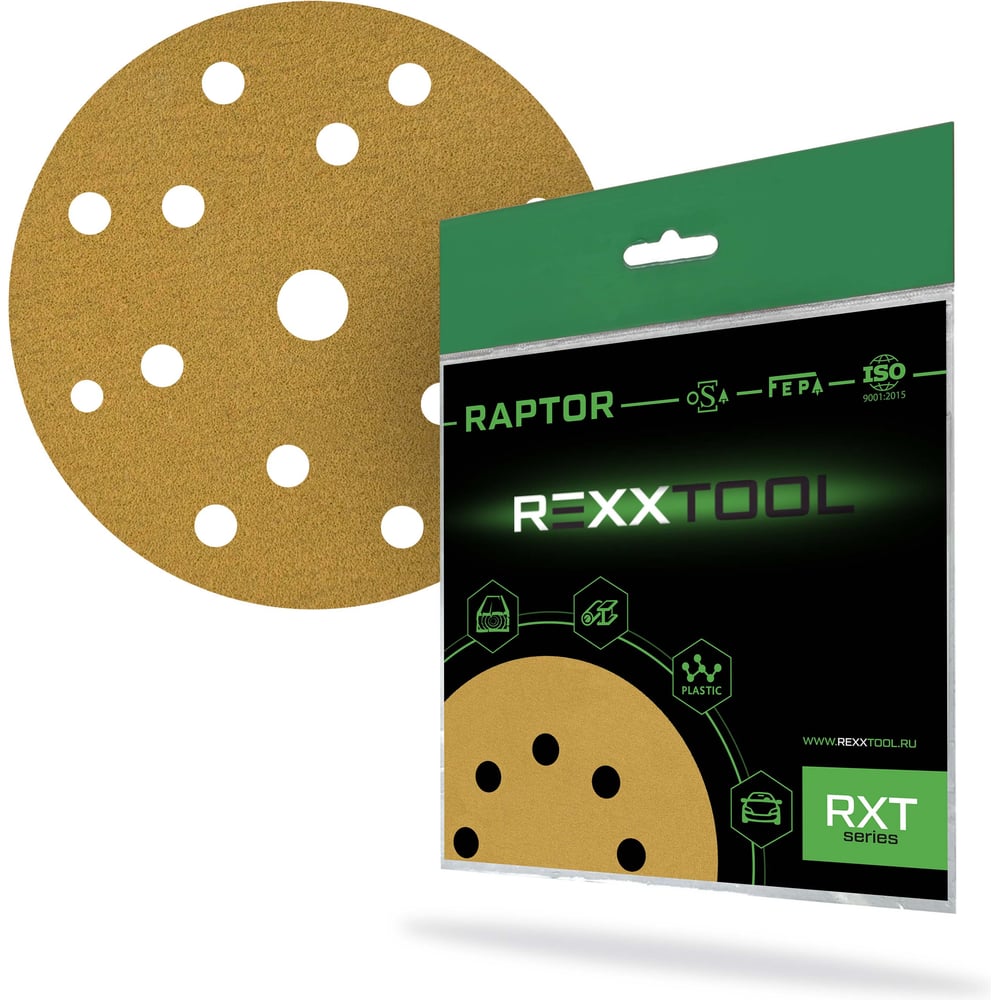Изображение товара Шлифовальный круг абразивный на липучке REXXTOOL RAPTOR 150мм 10 шт P180