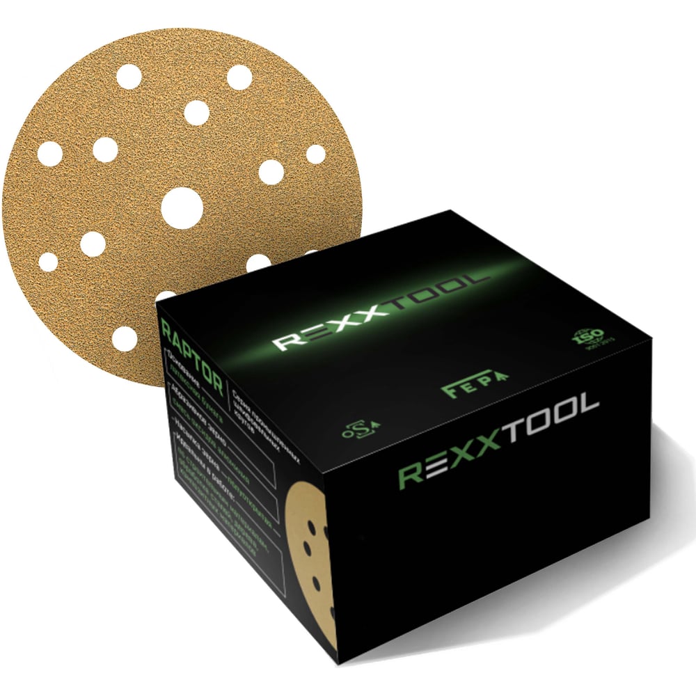 Изображение товара Шлифовальный круг REXXTOOL RAPTOR 150мм 50 шт P60 с липучкой