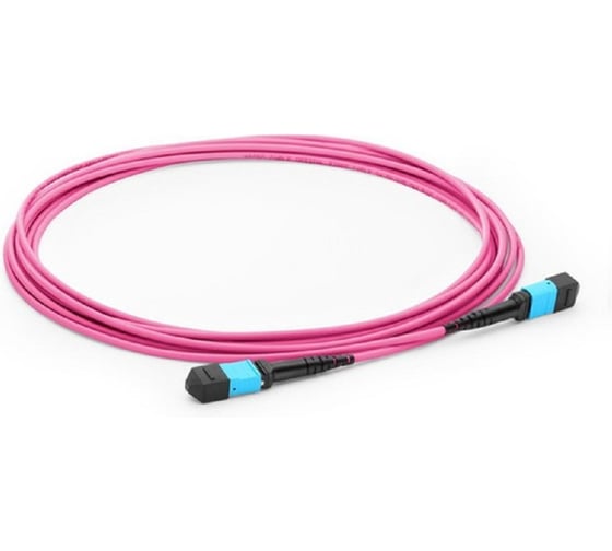 Изображение товара Сборка кабельная TopLAN MPO (мама)-MPO (мама), 24 волокна OM4, низкие потери, LSZH, 3.5 м, розовая TOP-24M-24M/OM4-3.5