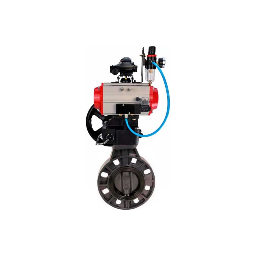 Изображение товара Затвор DN.ru НПВХ-НПВХ-E-2W-Fb-ISO Дн50 Ру10 пневмопривод