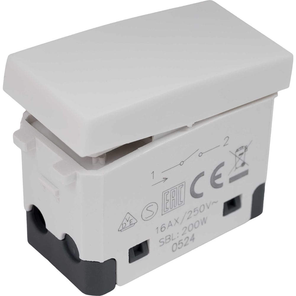 Изображение товара Выключатель одноклавишный 45x22 мм Gigant 850104-1GI белый для освещения