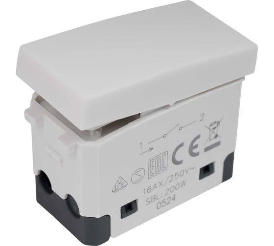 Изображение товара Выключатель 1-кл. 45х22. 5сх. 16A 250B белый Gigant 850104-1GI