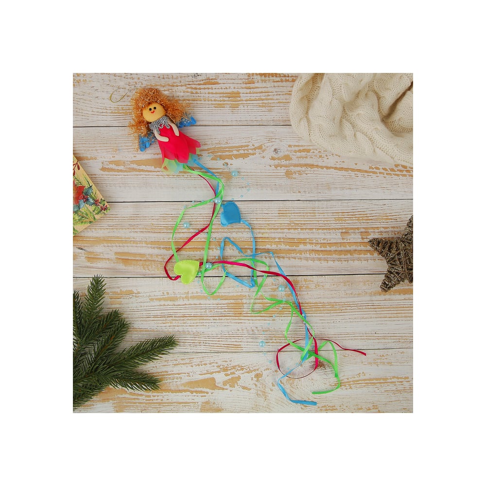 Изображение товара Мягкая подвеска Ангелочек шлейф с сердечками 10х7 см