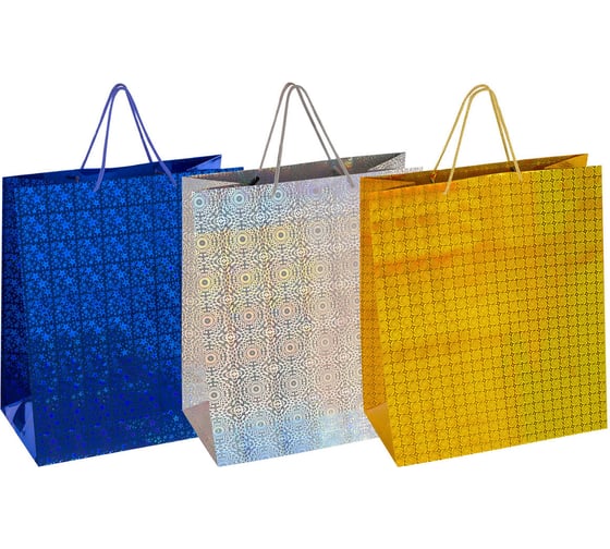 Изображение товара Пакет подарочный Золотая сказка 49x40x19см, XXL, 3шт, голография, ассорти, 609738