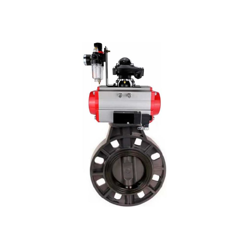 Изображение товара Затвор DN.ru НПВХ-НПВХ-E-2W-Fb-ISO Дн80 Ру10 пневмопривод дисковый