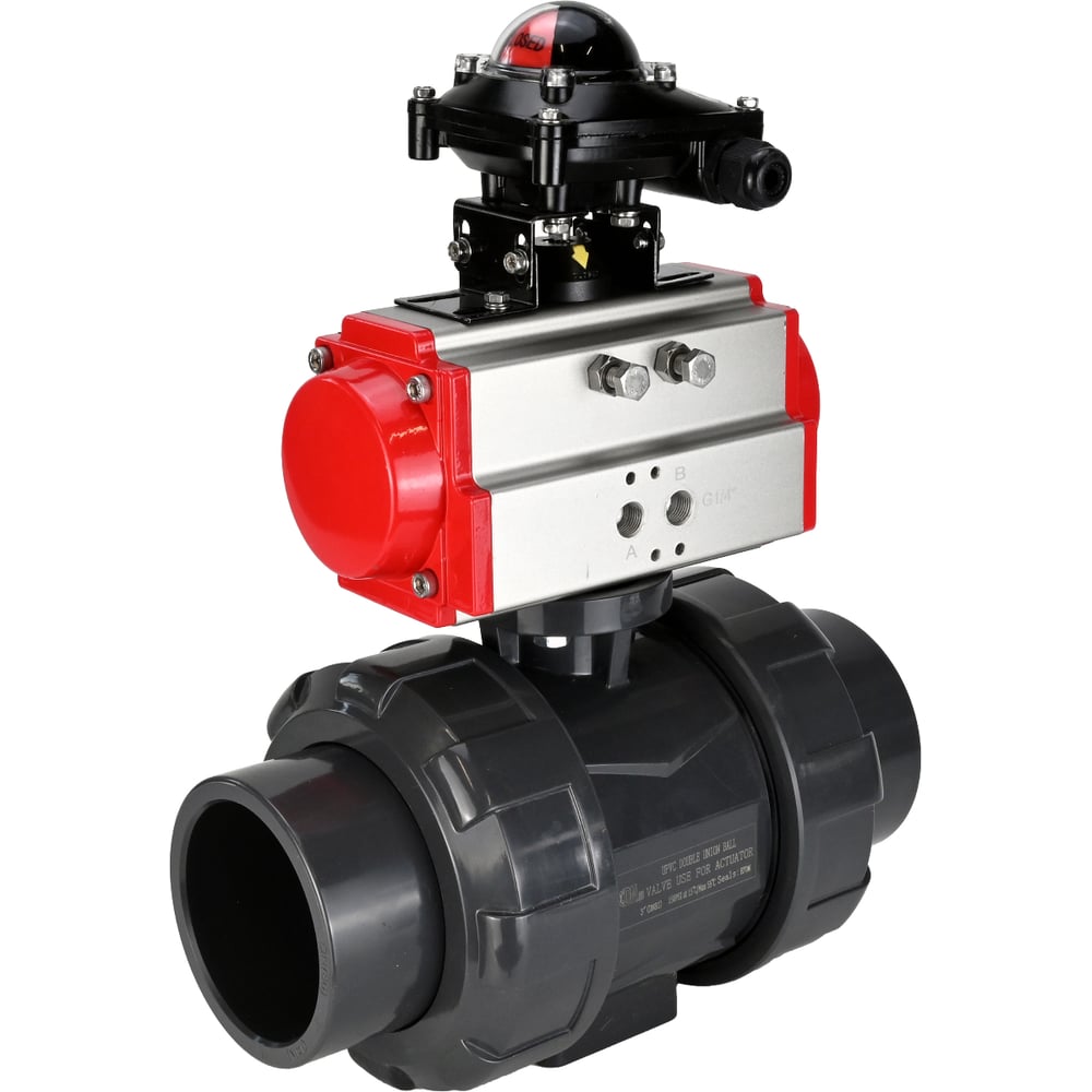 Изображение товара Кран шаровой НПВХ-НПВХ-D160-67018 Ду100 Ру10 с пневмоприводом