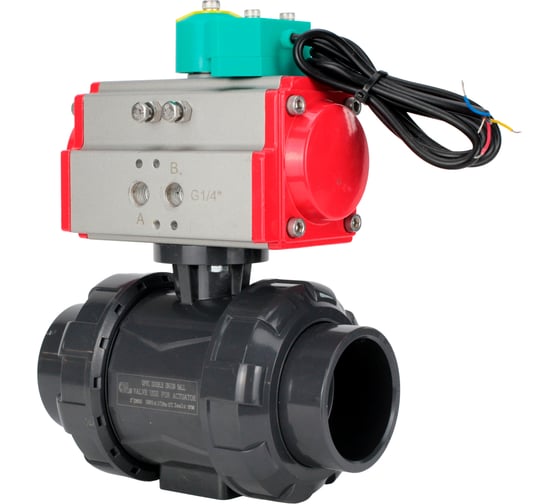 Изображение товара Кран шаровой НПВХ-НПВХ-E-FP-GRM-ISO Ду80 Ру10 DN.ru с пневмоприводом, магнитным переключателем D160-66990