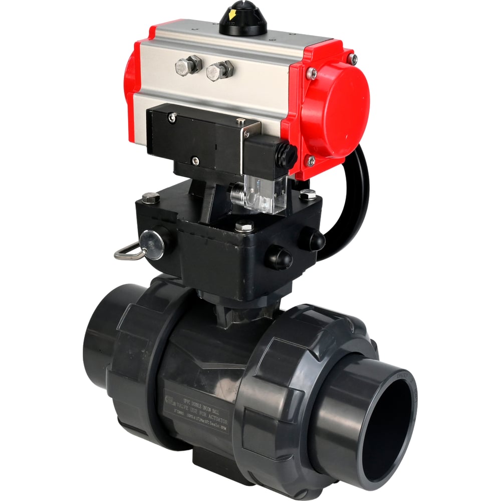 Изображение товара Кран шаровой НПВХ-НПВХ-E-FP-GRM-ISO Ду100 Ру10 с пневмоприводом и пневморегулятором