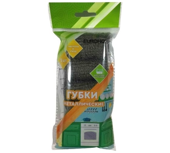 Изображение товара Металлические губки EUROHOUSE нержавеющая сталь, 5 штук 14006