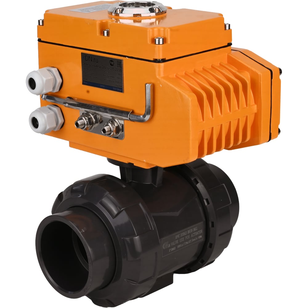 Изображение товара Кран шаровой НПВХ-НПВХ с электроприводом 65мм Ру10