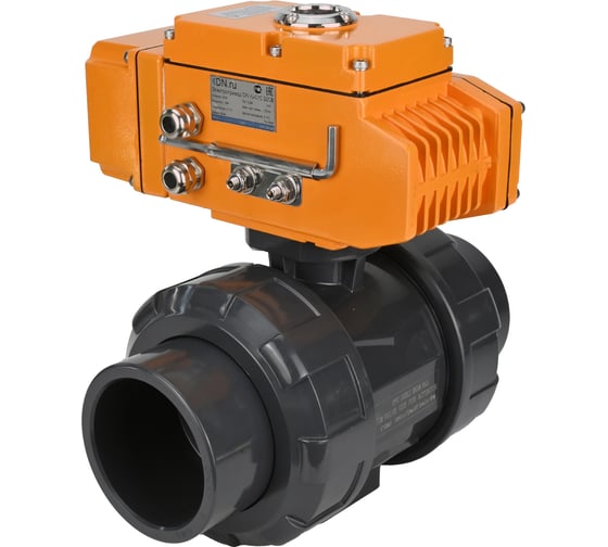 Изображение товара Кран шаровой НПВХ-НПВХ-E-FP-GRM-ISO Ду80 Ру10 DN.ru с электроприводом QT-005 220В (0-10В) Dar D160-66381