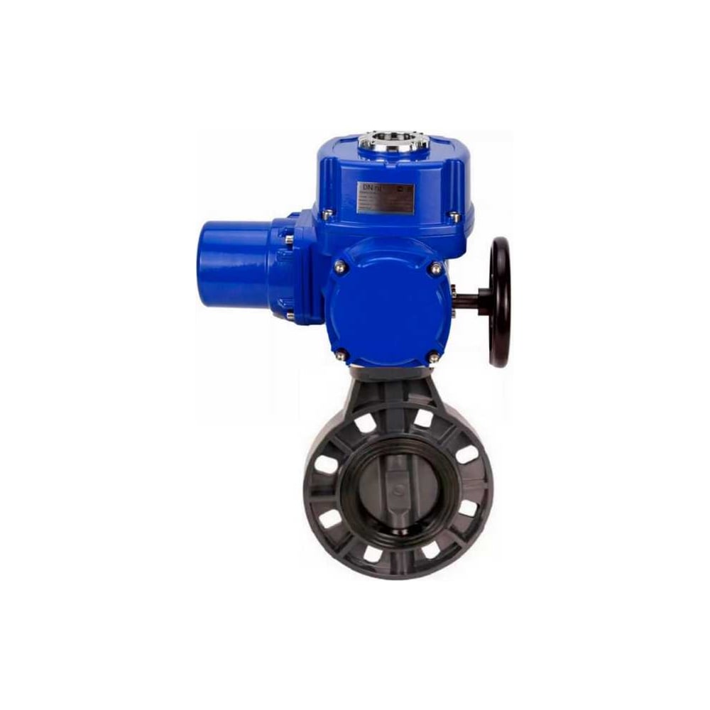 Изображение товара Затвор DN.ru НПВХ-НПВХ-E-2W-Fb-ISO Дн80 Ру10 электропривод 220В дисковый