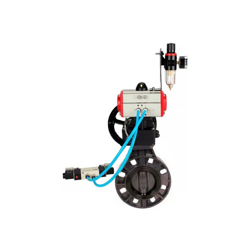 Изображение товара Затвор DN.ru НПВХ-НПВХ-E-2W-Fb-ISO 65 мм пневмопривод дисковый