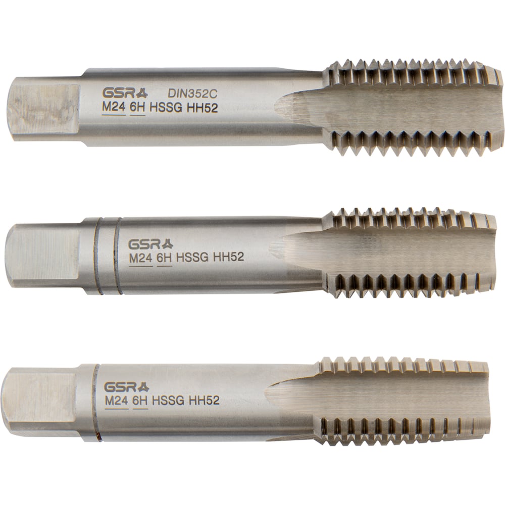 Изображение товара Ручные метчики GSR M24х3 HSSG DIN352 6H набор 3 шт для глухих и сквозных отверстий  B00105310