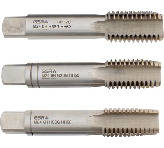 Изображение товара Ручные метчики GSR M24х3 HSSG DIN352 6H набор 3 шт для глухих и сквозных отверстий  B00105310