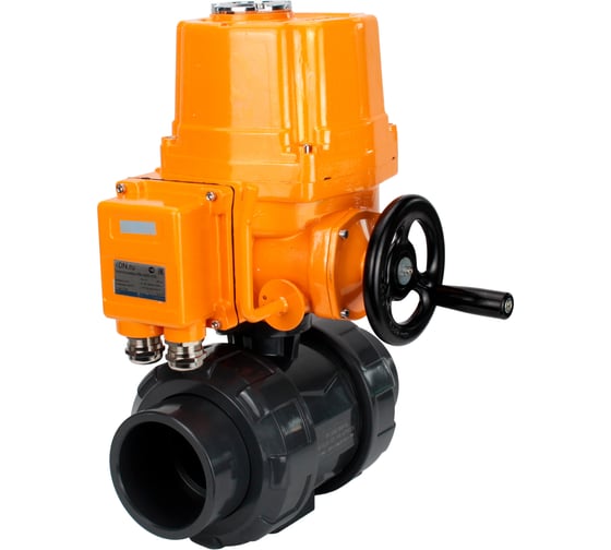 Изображение товара Кран шаровой НПВХ-НПВХ-E-FP-GRM-ISO Ду20 Ру10 DN.ru с электроприводом EX-010 380В D160-66279