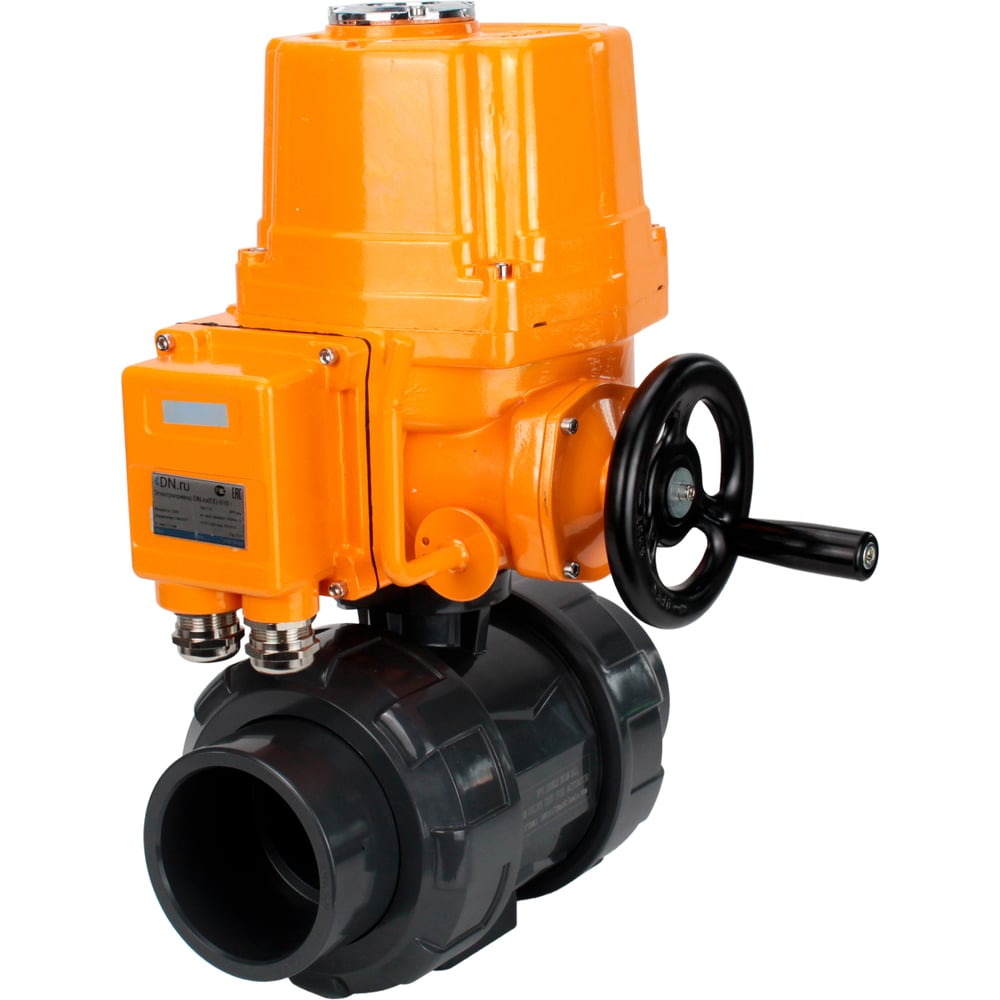 Изображение товара Кран шаровой электропривод НПВХ Ду40 Ру10 DN ру с электроприводом EX-010 220В