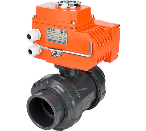 Изображение товара Кран шаровой НПВХ-НПВХ-E-FP-GRM-ISO Ду20 Ру10 DN.ru с электроприводом QT2-003 24В D160-66330