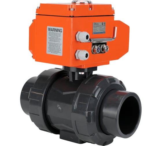 Изображение товара Кран шаровой НПВХ-НПВХ-E-FP-GRM-ISO Ду15 Ру10 DN.ru с электроприводом QT2-003 220В D160-66338