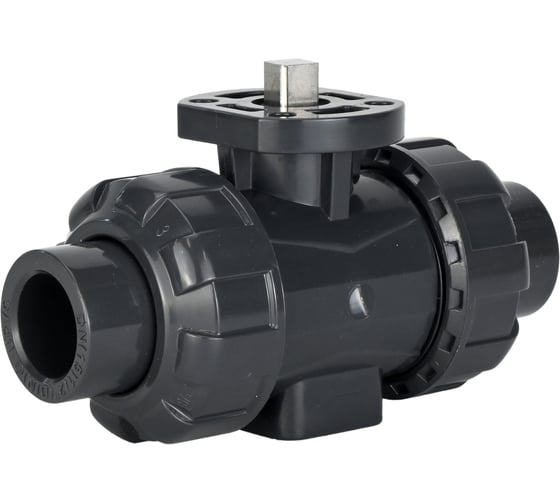 Изображение товара Кран шаровой НПВХ-НПВХ-E-FP-GRM-ISO Ду25 Ру10 DN.ru с ISO-фланцем и голым штоком квадратным D160-65133