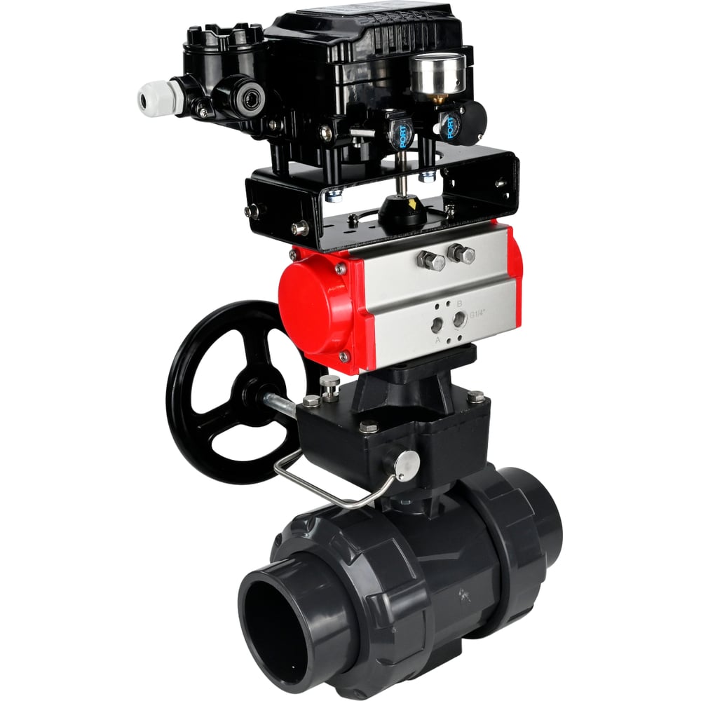 Изображение товара Кран шаровой НПВХ-НПВХ-DU50 с пневмоприводом DN.ru DN50