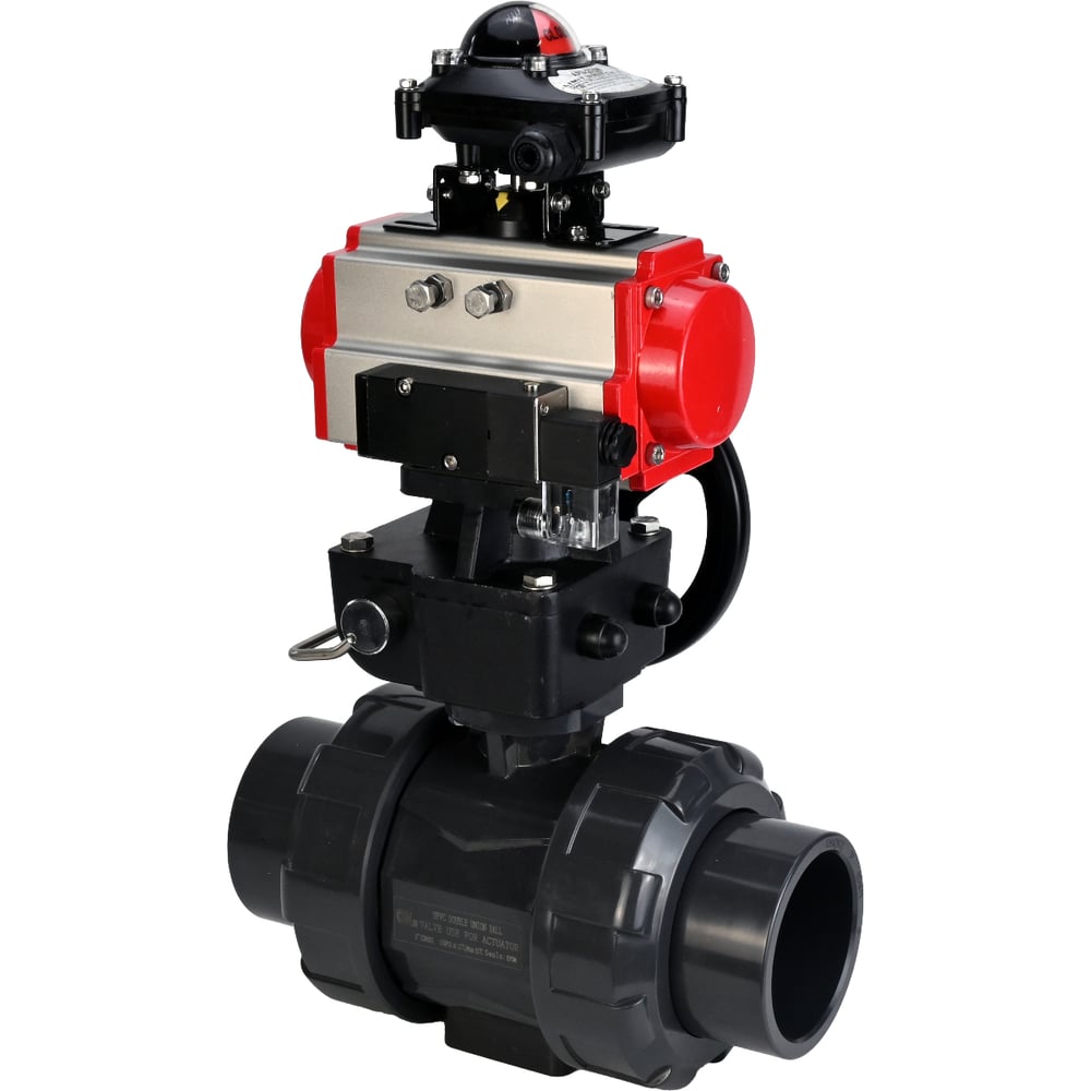 Изображение товара Кран шаровой НПВХ-НПВХ-E-FP-GRM-ISO Ду20 Ру10 DN.ru с пневмоприводом