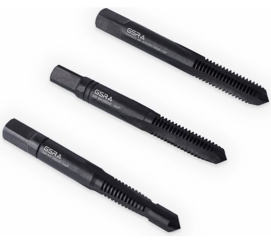 Изображение товара Ручные метчики GSR M6х1 HSSE-VAP DIN352 6H набор для нержавеющих сталей с поводковой цапфой 3 шт B00813190