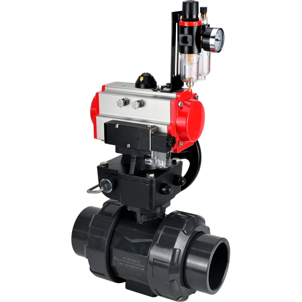 Изображение товара Кран шаровой НПВХ-НПВХ-E-FP-GRM-ISO Ду20 Ру10 с пневмоприводом