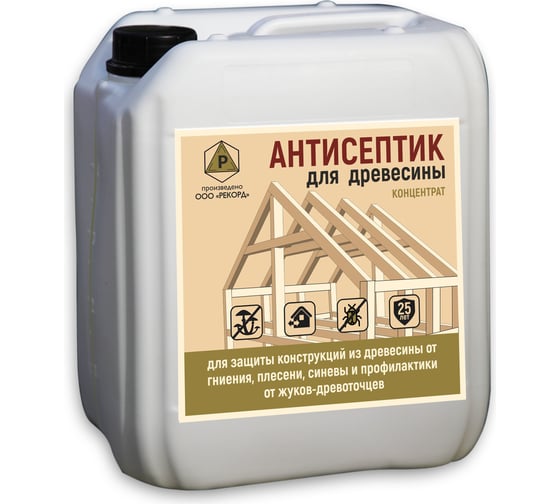 Изображение товара Антисептик для древесины концентрат 1:1 трудновымываемый красный РЕКОРД 5 л АС3
