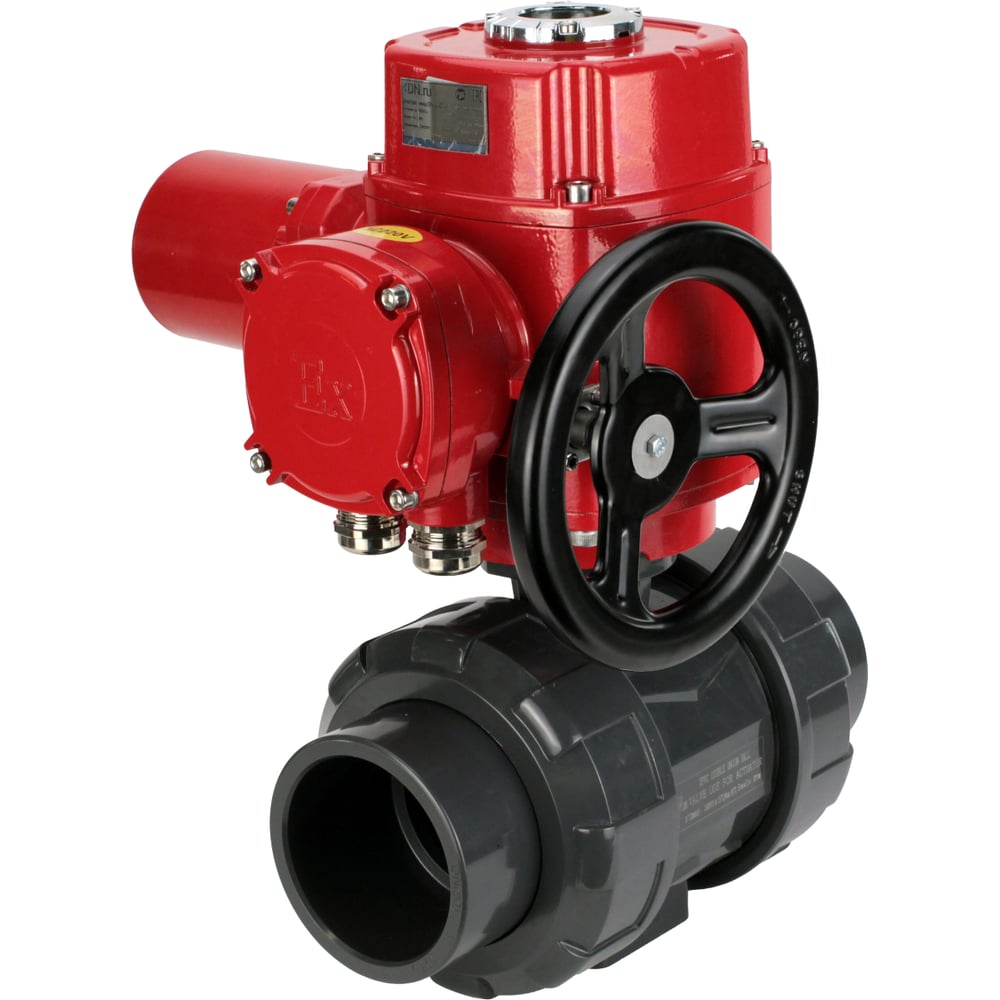 Изображение товара Кран шаровой НПВХ с электроприводом Ду15 Ру10 DN ру 45