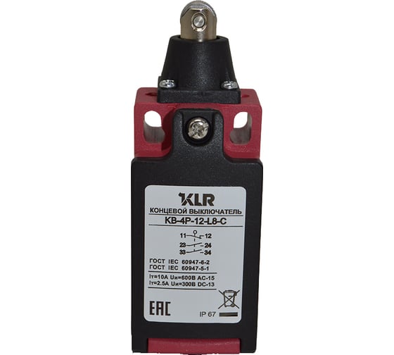 Изображение товара Концевой/путевой выключатель KLR KB-4P-12-L8-C BBM 2NO/1NC Slow Action changeover/10A/600VAC/Ввод