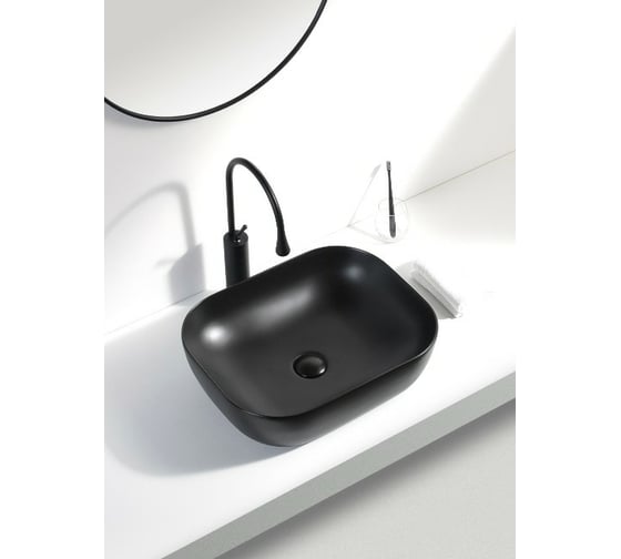 Изображение товара Керамическая накладная раковина Aquanet LAKE-1-MB 500х395х145, черный матовый 00245829