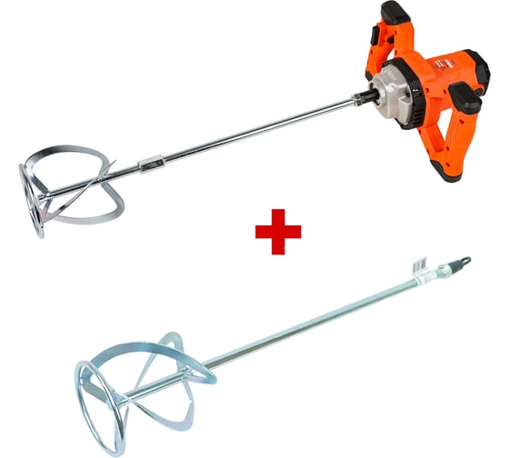 Изображение товара Набор Миксер электрический двуручный СПЕЦ МЭД-2000, 220В/50Гц,1600Вт,0-850 об/мин, М14, венчик, цв.коробка + Насадка для миксера (венчик) 1 шт 600x120 мм СПЕЦ-4177/СПЕЦ-3783