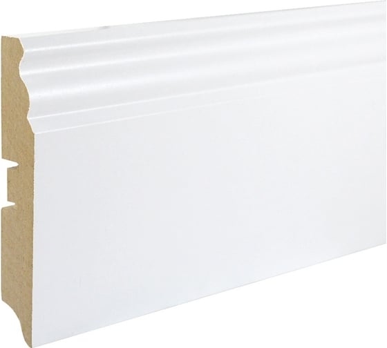 Изображение товара Плинтус МДФ GRACE Смартпрофайл Глосс 100E (100 мм 2,4 м, белый) УТ000058344