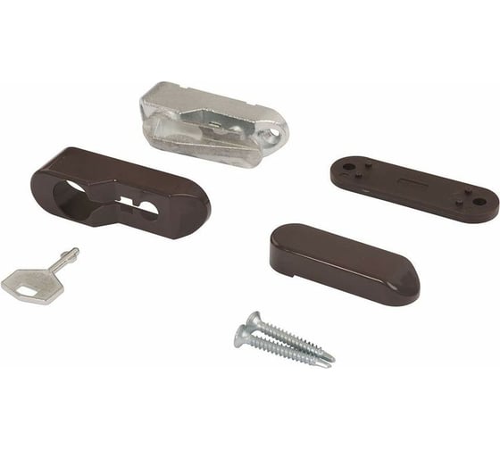 Изображение товара Блокиратор открывания окна INTERNIKA флажковый, с ключом, коричневый RAL 8019 INT0096.05