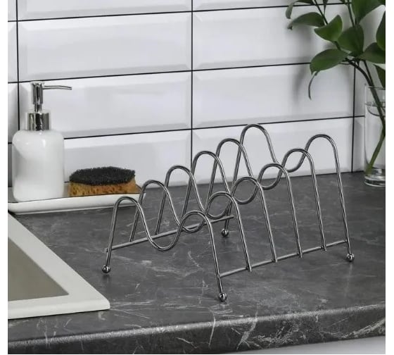 Изображение товара Подставка для крышек Доляна 22.5х18.5х14 см, на 5 предметов, хром 2506443