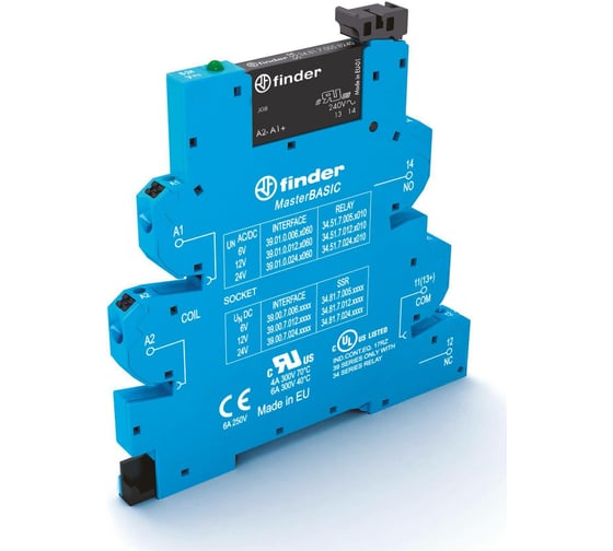 Изображение товара Интерфейсный модуль твердот реле Finder mAsterbAsic = 24в Dc, вых. цепь 1но 6а, 1,5-, 391070249024