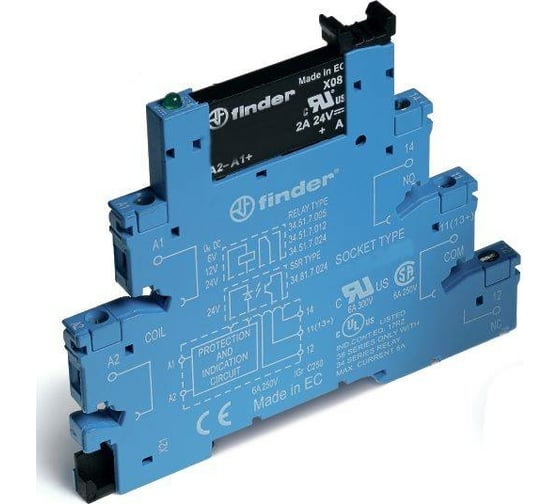 Изображение товара Интерфейсный модуль твердот реле Finder = 24в чувст. пост. тока, вых. цепь 1но 2а, 1, 388170248240