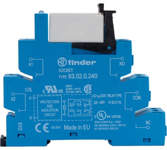 Изображение товара Интерфейсный модуль реле Finder, 2 CO конт. 8а /= 240в Ac/Dc, винт. зажимы, 385202400060