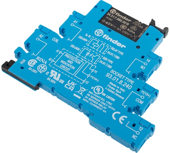 Изображение товара Интерфейсный модуль Finder, эл-мех реле, 1co 6A, конт. Agni, питание 230-240в Ac, кат, 385182400060