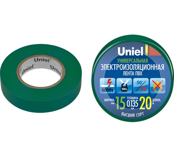 Изображение товара Изоляционная лента Uniel 20/15/01 GRN UIT-135P 4486