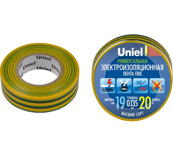Изображение товара Изоляционная лента Uniel 20/19/01 YGR UIT-135P 4483